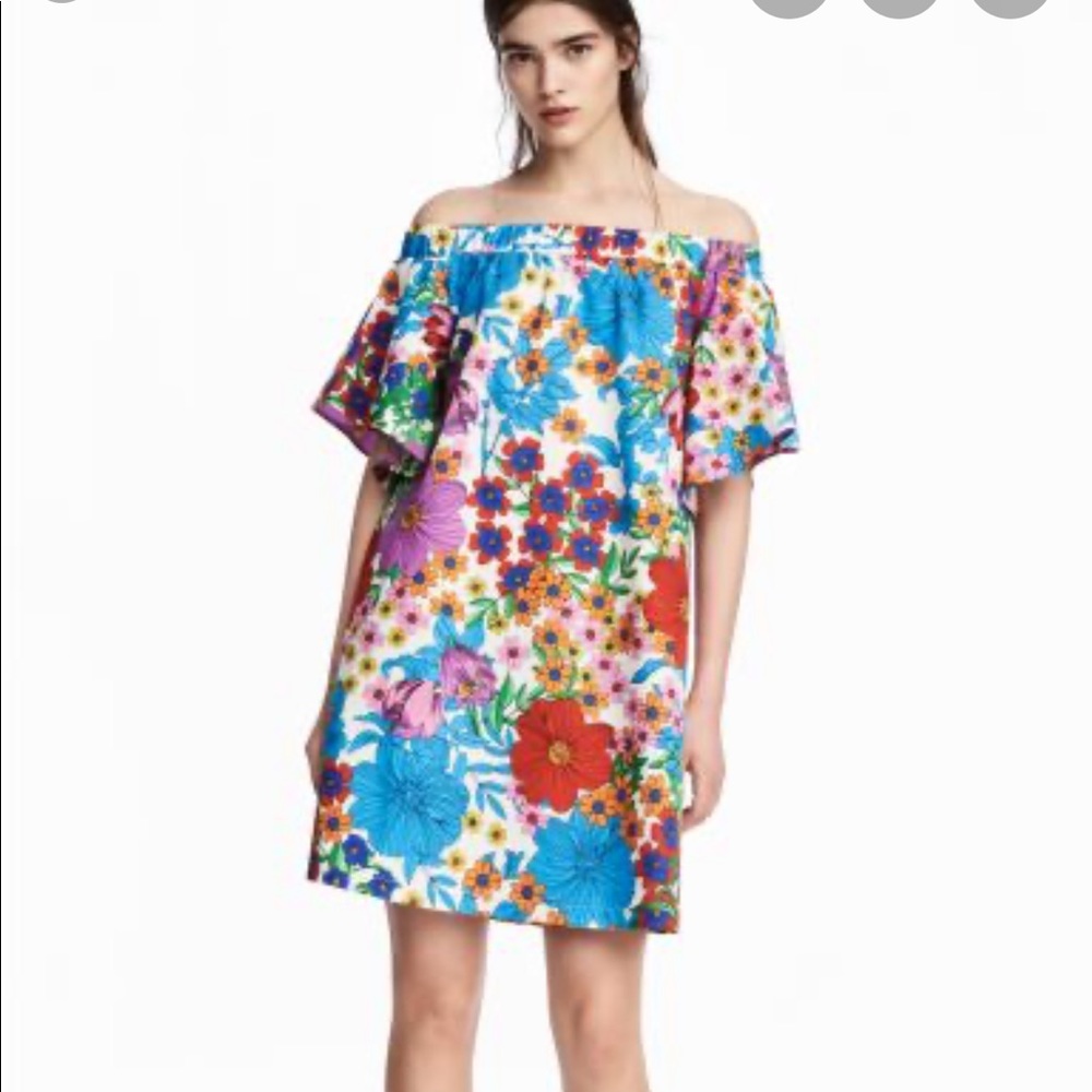 H&M floral off shoulder dress